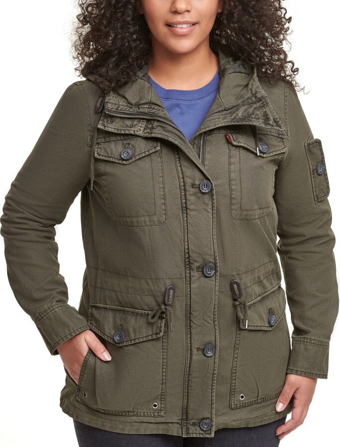 Levi's Trendy Plus Size Cotton Hood Utility Jacket - ShopStyle