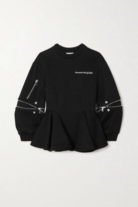 Alexander McQueen - Zip-embellished Cotton-blend Jersey Sweatshirt - Black