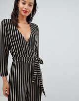 Thumbnail for your product : Y.A.S Tall stripe wrap jumpsuit with wide leg