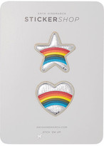 Thumbnail for your product : Anya Hindmarch Star And Heart Metallic Textured-Leather Sticker Set