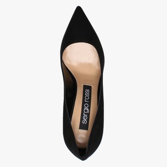Sergio Rossi Godiva 90mm Black Suede Steel Heel Court Shoes