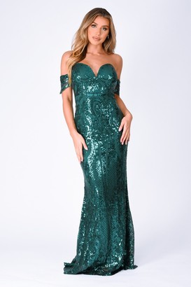 Nazz Collection Lovestruck Emerald Green Luxe Sweetheart Off Shoulder ...