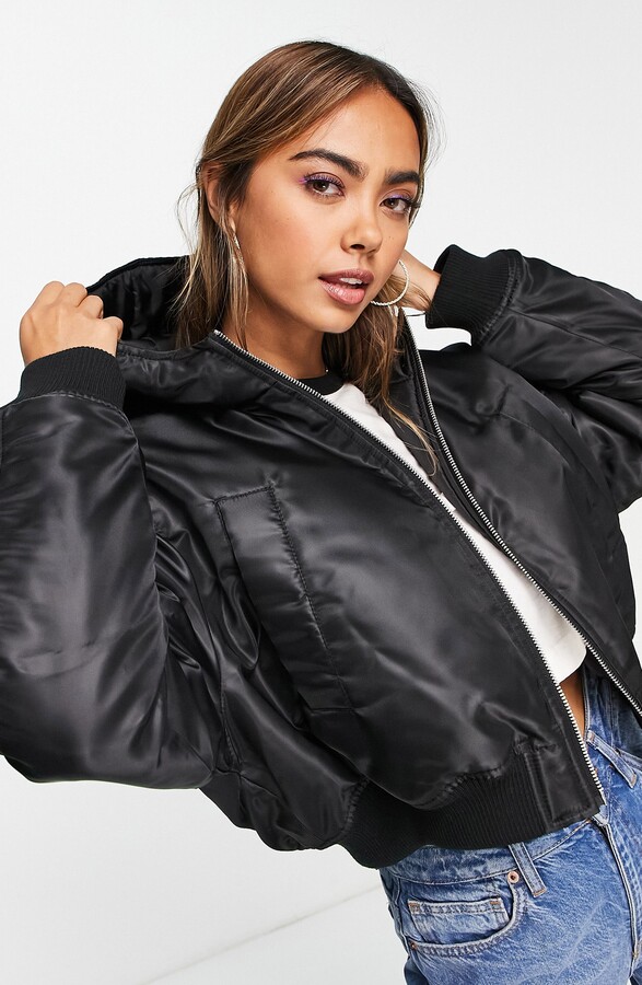 ASOS DESIGN Crop Bomber Jacket ShopStyle