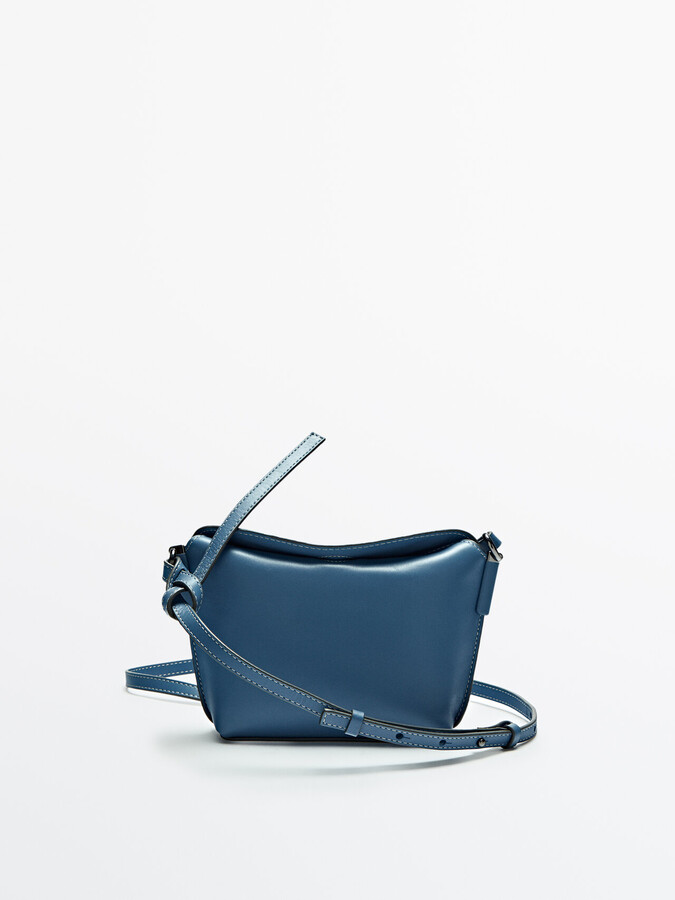 Massimo Dutti Leather Crossbody Bag With Seam Details - ShopStyle