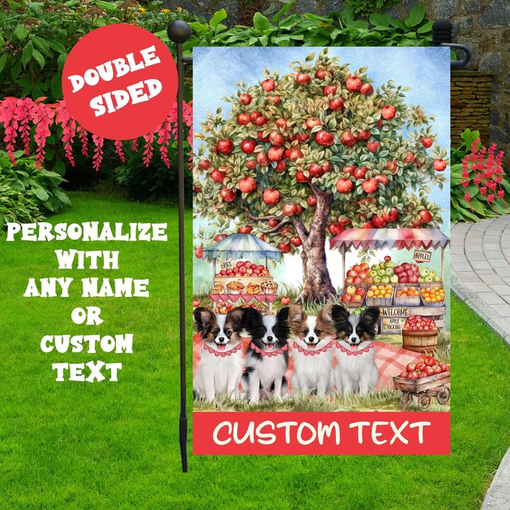 Etsy Papillon Dog Swimming Poolside Garden Flag Custom Beach House Decor For Pet Lovers Party Lawn Sign Ocean Scene Outdoor Halloween