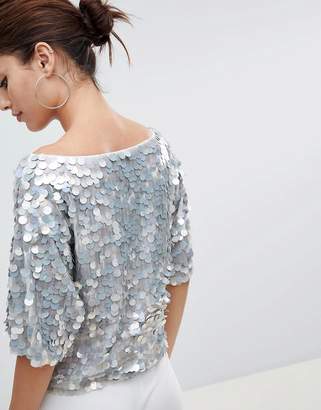 ASOS Design Oversized T-Shirt With All Over Disc Sequins