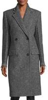 Helmut Lang Double-Breasted Wool Coat with Frayed Edges