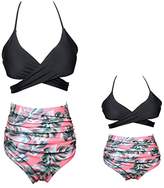 Thumbnail for your product : YMING Mother Daughter Matching Swimsuit Floral Print Bathing Suit Yellow/Black,6-8Years
