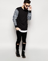 Thumbnail for your product : B.young Reclaimed Vintage Long Sleeve T-Shirt With Paisley Sleeves