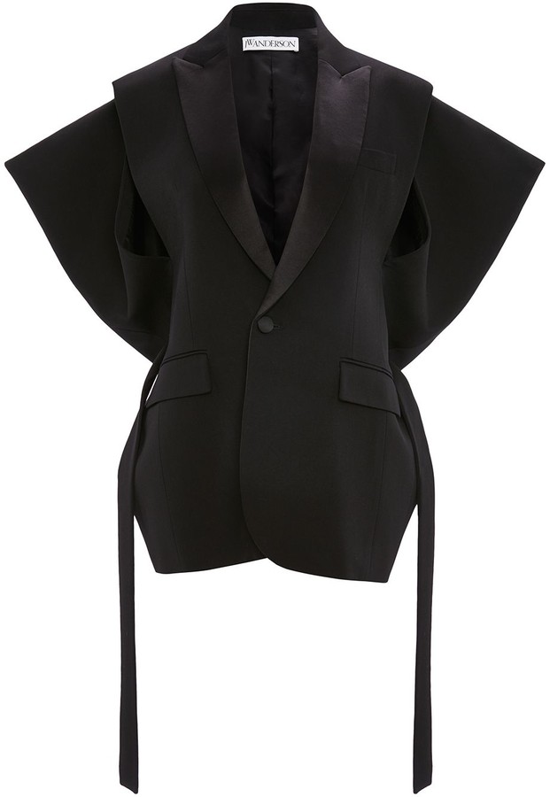 women's sleeveless tuxedo jacket