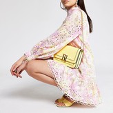 Thumbnail for your product : River Island Pink floral embroidery puff sleeve mini dress