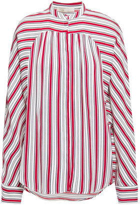 Maje Coquille Gathered Striped Twill Shirt