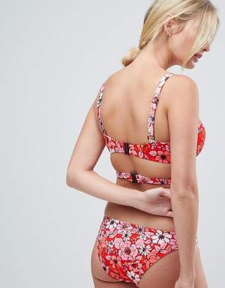 ASOS DESIGN recycled FULLER BUST Selena Floral Print Strappy Bikini Top DD-G