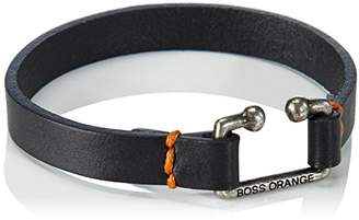 BOSS ORANGE Morris,Men's Leather Bracelet,Black (Black 001),One size (Manufacturer size: One size)