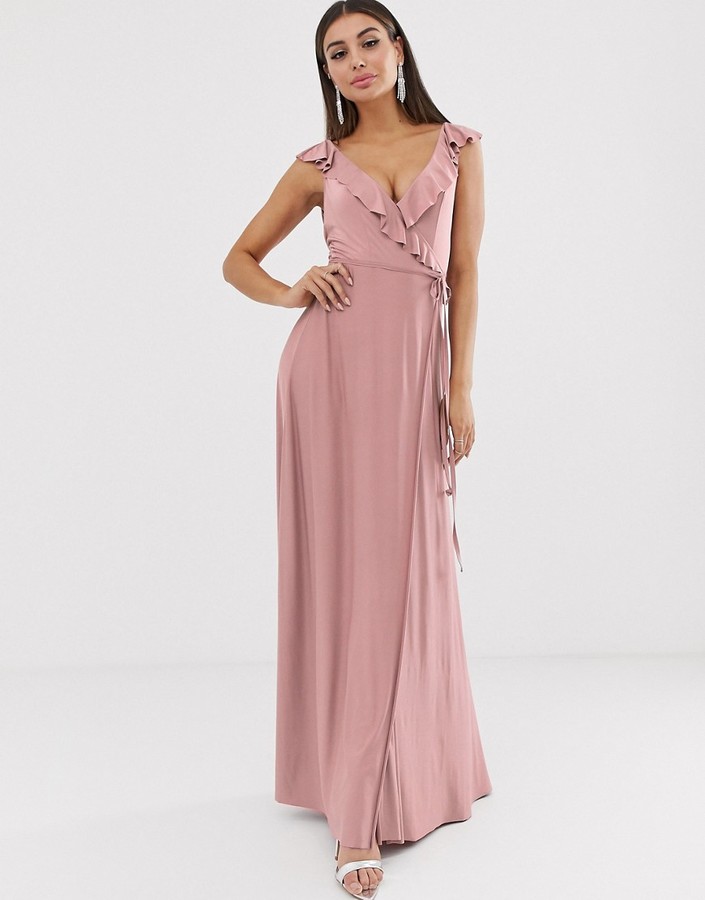 asos design ruffle maxi dress with open back in all over sequin