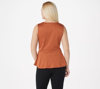 Du Jour V-Neck Woven Top with Layered Hemline