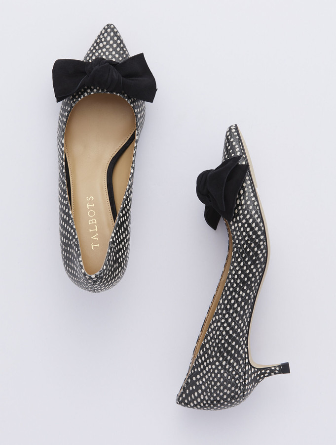 black kitten heels with bow