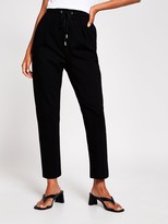 Thumbnail for your product : River Island Tie Waist Ponte Straight Leg Jogger - Black