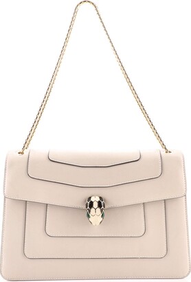 Bvlgari Leather Serpenti Forever Shoulder Bag In White