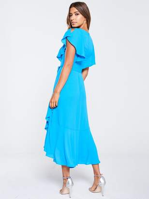 Karen Millen Draped Tiered Midi Dress - Blue