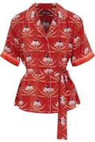 Thumbnail for your product : Markus Lupfer Bobbie Belted Printed Silk Crepe De Chine Shirt