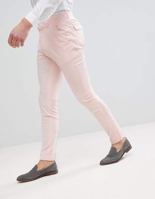 ASOS Design Wedding Super Skinny Smart Pants In Peach Velvet