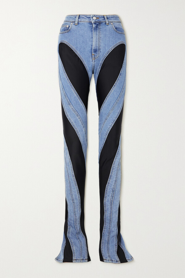 Thierry Mugler Stretch-jersey Paneled High-rise Skinny Jeans - Blue -  ShopStyle