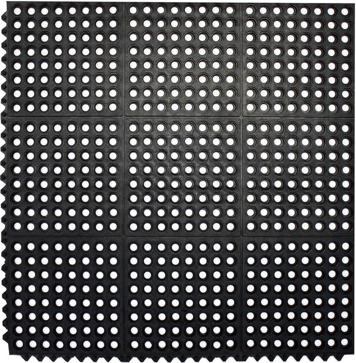 Envelor Durable Interlocking Black 36 in. x 36 in. Anti-Fatigue Rubber Commercial Floor Mat (Set of 4)