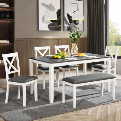 6 Piece Wooden Dining Table Set
