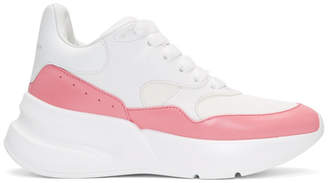 Alexander McQueen White and Pink Oversized Runner Sneakers