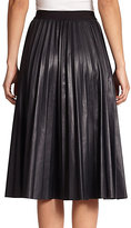 Thumbnail for your product : Theory Zeyn Pleated Leather Midi-Skirt