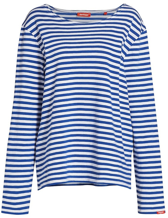 blue white striped t shirt women's
