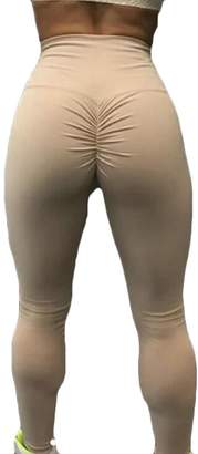 Jofemuho Women's Stretch High Waisted Gym Workout Butt Lift Solid Yoga Pants Leggings XS