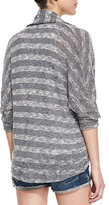 Thumbnail for your product : Splendid Sierra Striped Loose-Knit Cardigan, Graphite