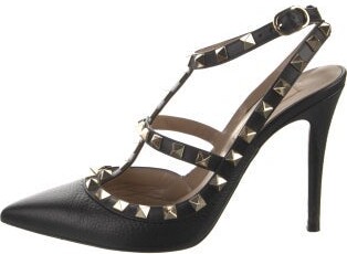 Valentino Rockstud Accents Leather T-Strap Pumps