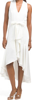 Thumbnail for your product : Taylor Satin Sleeveless Ruffle Faux Wrap Dress