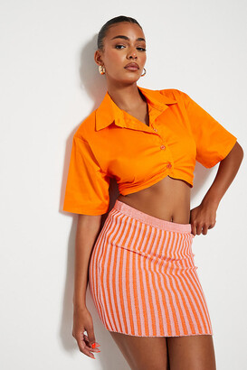 I SAW IT FIRST Bright Orange Short Sleeve Extreme Crop Shirt - ShopStyle  Tops