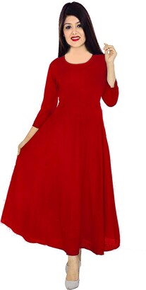 Lakkar Haveli Pink Color Indian Long Dress Ethnic Maxi Dress 3/4 Sleeve Casual Kurti Tunic Plus Size (4XL)