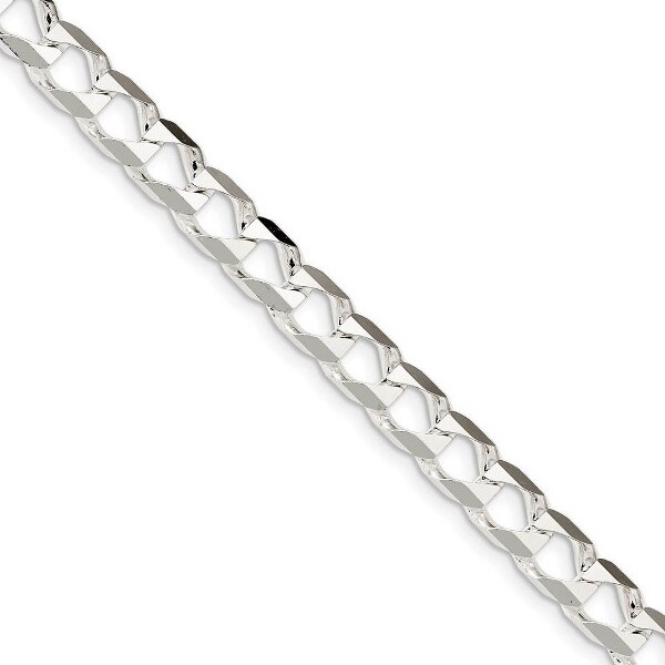 Black Bow Jewelry Co. BlackBowJewelryMen's8.5mmSterlingSilverFlatSquareCurbChainBracelet9Inch