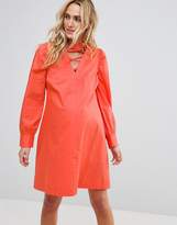 Thumbnail for your product : ASOS Maternity Maternity PETITE Tie Waist mini dress with Lattice Front
