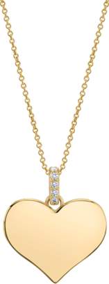 The Last Line 14k Yellow Gold Wide Heart Pendant With Diamond Bale - White Diamond - Fine Jewelry
