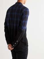 Thumbnail for your product : Balmain Slim-Fit Grandad-Collar Distressed Dip-Dyed Checked Cotton-Flannel Shirt