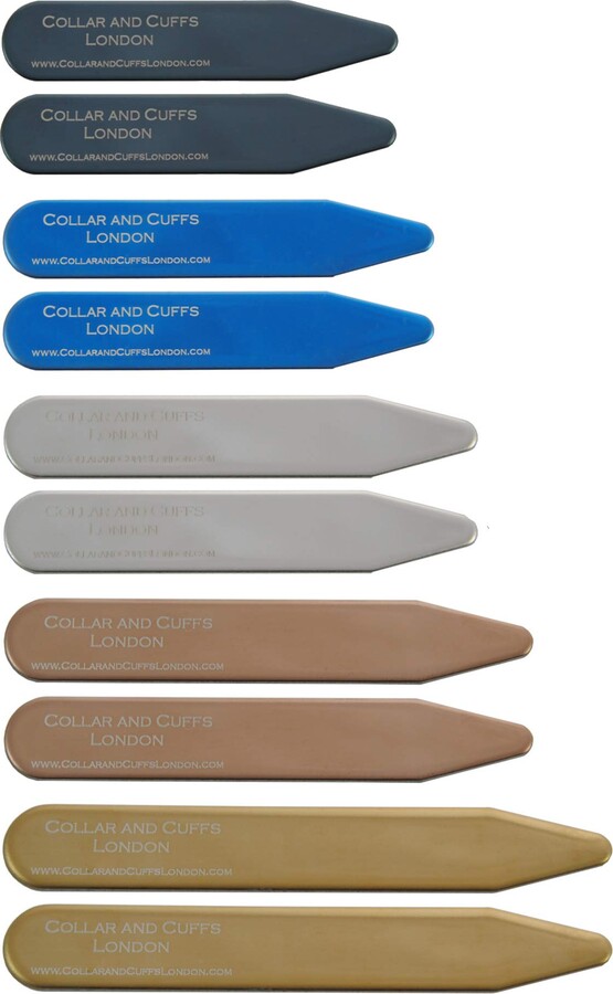 COLLAR AND CUFFS LONDON 10 Metal Shirt Collar Stiffeners 5 COLOURS