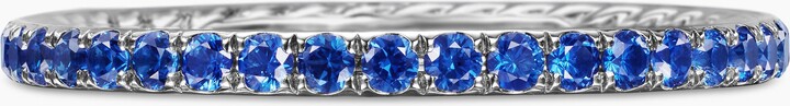 David Yurman DY Eden Band Ring in Platinum with Pav? Blue Sapphires | Women's | Size 6