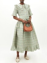 Thumbnail for your product : Horror Vacui Chloe Floral-print Scalloped Cotton-poplin Skirt - Green Multi
