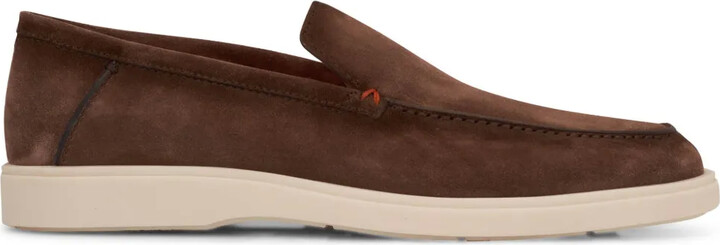 Santoni Almond-Toe Suede Loafers