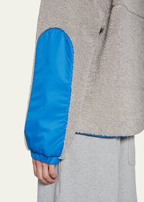 Moncler Men's Fleece Elbow-Patch Hooded Jacket