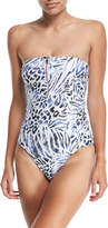 Thumbnail for your product : Luxe by Lisa Vogel Prowl Strapless Bandeau Printed Maillot One-Piece Swimsuit