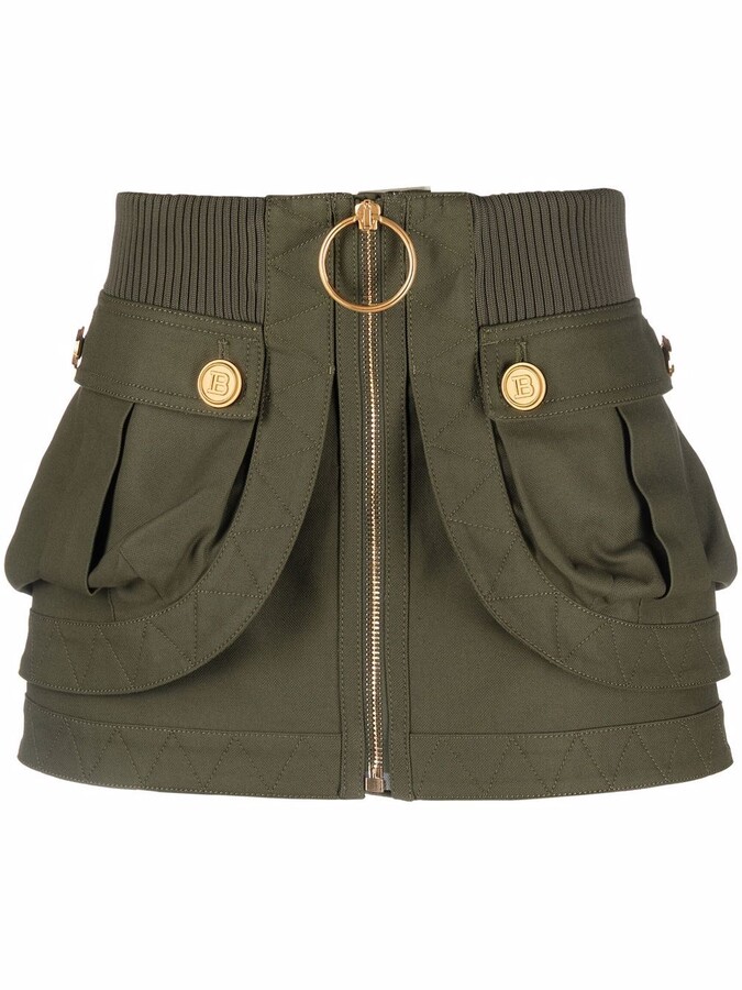 Balmain Patch-Pockets Mini Denim Skirt - ShopStyle