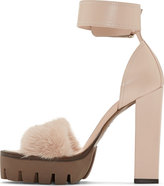 Thumbnail for your product : Alexander McQueen Powder Pink Leather & Fur New 39s Sandal
